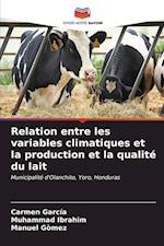 Relation entre les variables climatiques et la production et la qualité du lait