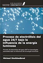 Proceso de electrólisis del agua 24/7 bajo la influencia de la energía luminosa