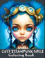 Cute Steampunk Girls Coloring Book: Adorable Steampunk Girls Grayscale Coloring Book Featuring the Beautiful Faces of Young Ladies 