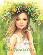 The Inspiration: Grayscale Coloring Book for Adults. Color up a magical and fantasy creatures, cute fairies and elves, beautiful girls portraits, deli