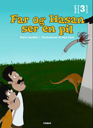 Far og Hasan ser en pil