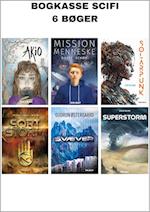 Bogkasse med 6 science fiction bøger