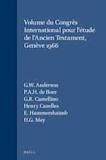 Volume Du Congres International Pour L'Etude de L'Ancien Testament, Geneve 1966