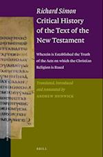Richard Simon Critical History of the Text of the New Testament