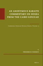 An Anonymous Karaite Commentary on Hosea from the Cairo Genizah