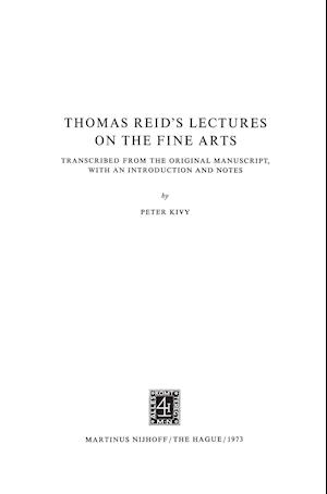 Thomas Reid’s Lectures on the Fine Arts