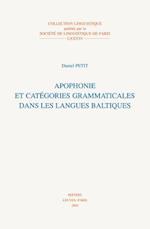 Apophonie Et Categories Grammaticales Dans les Langues Baltiques