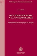 de L'Identification a la Categorisation