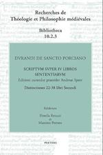 Durandi de Sancto Porciano. Scriptum Super IV Libros Sententiarum. Buch II, DD. 22-38