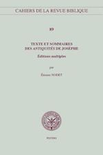 Texte Et Sommaires Des Antiquites de Josephe