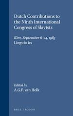 Dutch Contributions to the Ninth International Congress of Slavists