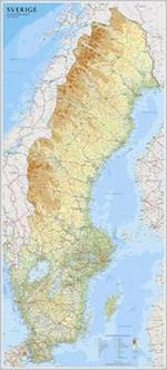 Sverige plano i paprør 1:900 000  (papir) 79 x 177 cm