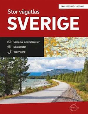 Stor vägatlas Sverige : vägatlas i stort format (1:250 000/1:400 000) (m. bykort)