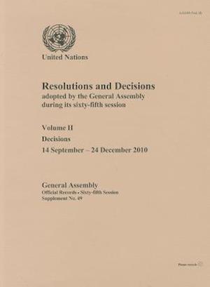 Resolutions and Decisions Adopted by the General Assembly During Its Sixty-Fifth Session