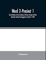 Ward 2-Precinct 1; City of Boston; List of residents; 20 Years of Age and Over (Females Indicted by Dagger) As of April 1, 1924 