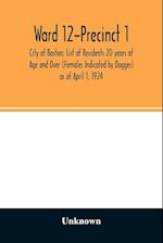 Ward 12-Precinct 1; City of Boston; List of Residents 20 years of Age and Over (Females Indicated by Dagger) as of April 1, 1924 