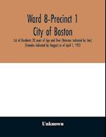 Ward 8-Precinct 1; City of Boston; List of Residents 20 years of Age and Over (Veterans Indicated by Star) (Females Indicated by Dagger) as of April 1, 1923