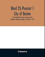 Ward 25-Precinct 1; City of Boston; List of Residents 20 years of Age and Over (Females Indicated by Dagger) as of April 1, 1924 