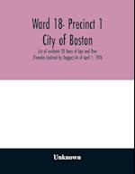 Ward 18- Precinct 1; City of Boston; List of residents 20 Years of Age and Over (Females Indicted by Dagger) As of April 1, 1926 