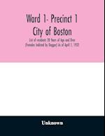 Ward 1- Precinct 1; City of Boston; List of residents 20 Years of Age and Over (Females Indicted by Dagger) As of April 1, 1932 