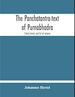 The Panchatantra-Text Of Purnabhadra. Critical Introd. And List Of Variants 