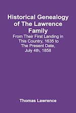 Historical Genealogy Of The Lawrence Family