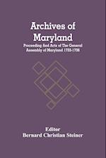 Archives Of Maryland; Proceeding And Acts Of The General Assembly Of Maryland 1733-1736 