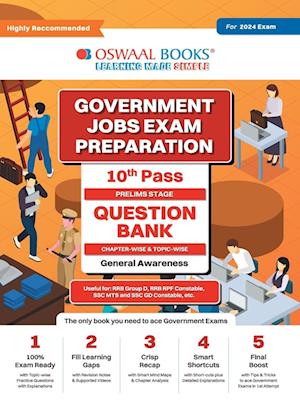 Oswaal Government Exams Question Bank 10th Pass | General Awareness | for 2024 Exam