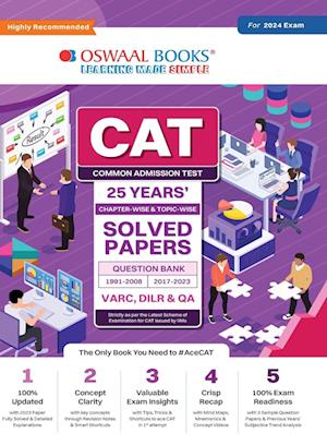 Oswaal CAT 25 YEARS Chapter-wise & Topic-wise Solved Papers (VARC, DILR & QA) (1991-2008 & 2017-2023) for 2024 Exam