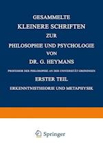 Gesammelte Kleinere Schriften Zur Philosophie Und Psychologie