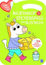 Bauernhof Stickerbuch zum Ausmalen 3+ (Cover grün, Pferd)