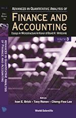 Advances In Quantitative Analysis Of Finance And Accounting (Vol. 3): Essays In Microstructure In Honor Of David K Whitcomb
