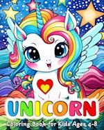 Unicorn Coloring Book for Kids Ages 4-8: 50 Cute Images to Color for Girls and Boys 