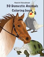 30 Domestic Animals Coloring Book 