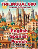 Trilingual 888 English Spanish French Illustrated Vocabulary Book