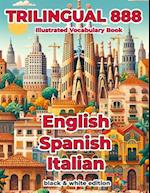 Trilingual 888 English Spanish Italian Illustrated Vocabulary Book