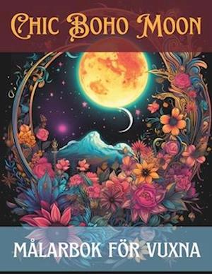 Boho chic moon målarbok för vuxna