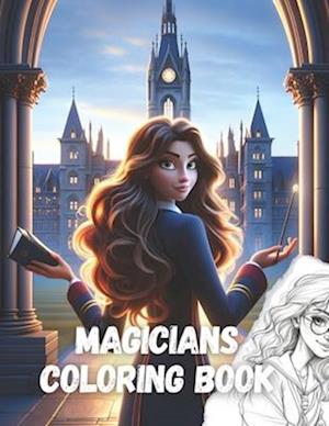 Magician coloring book, magic students