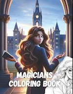 Magician coloring book, magic students