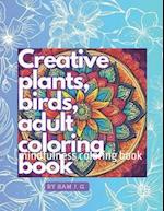 Creative plants, birds, adult coloring book