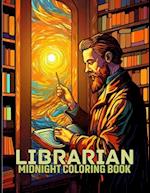 Librarian : Bibliophile Librarians Midnight Coloring Pages For Color & Relax. Black Background Coloring Book 