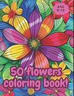 50 Flowers coloring book for kids