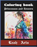 Coloring Book Princesses and Flowers