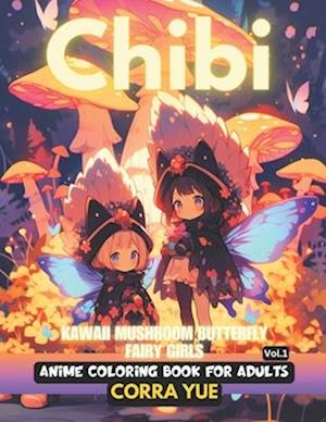 Chibi Kawaii Mushroom Butterfly Fairy Girls - Anime Coloring Book For Adults Vol.1