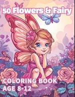 50 Flowers & Fairy coloring book