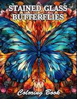 Stained Glass Butterflies Coloring Book