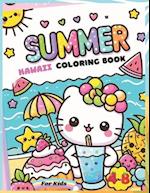 Summer Kawaii Coloring Book For Kids Age 4-8