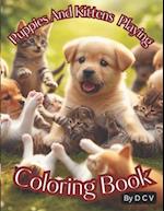 Puppies And Kittens Playing Coloring Book