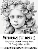 Victorian Children 2 - Grayscale Adult Coloring Book