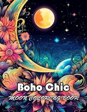 Boho Chic Moon Coloring Book